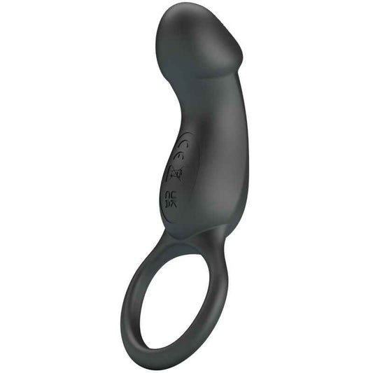 PRETTY LOVE - TRAE ANEL VIBRATÓRIO COM ESTIMULADOR PRETO - VIBRA24 SEXSHOP