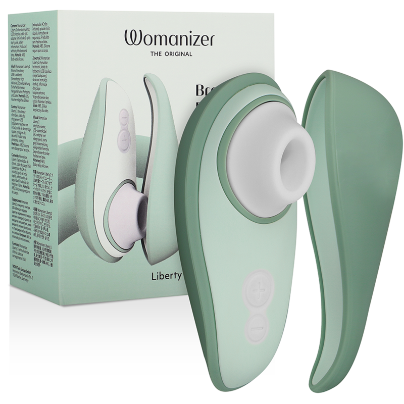 WOMANIZER - LIBERTY 2 ESTIMULADOR DE CLITÓRIS E SUCÇÃO VERDE CLARO - VIBRA24 SEXSHOP