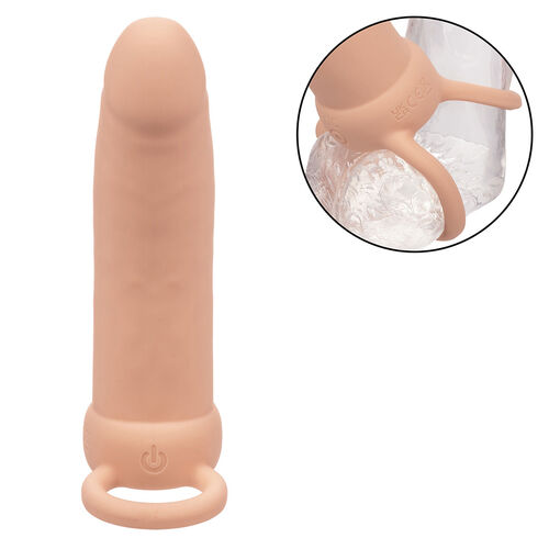 CalExotics – Performance Maxx Thick Dual Penetrator: Sonda para Dupla Penetração com Circunferência Aprimorada, 10 Funções e Anel Escrotal Integrado