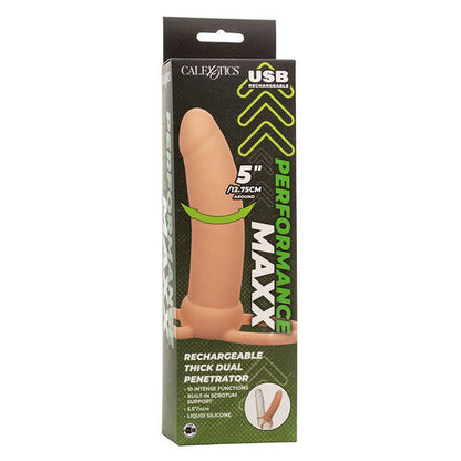 CalExotics – Performance Maxx Thick Dual Penetrator: Sonda para Dupla Penetração com Circunferência Aprimorada, 10 Funções e Anel Escrotal Integrado