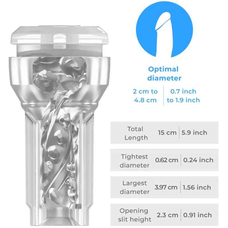 KIIROO - FEEL POCKET STROKER CRYSTAL POR KIIROO TRANSPARENTE - VIBRA24 SEXSHOP