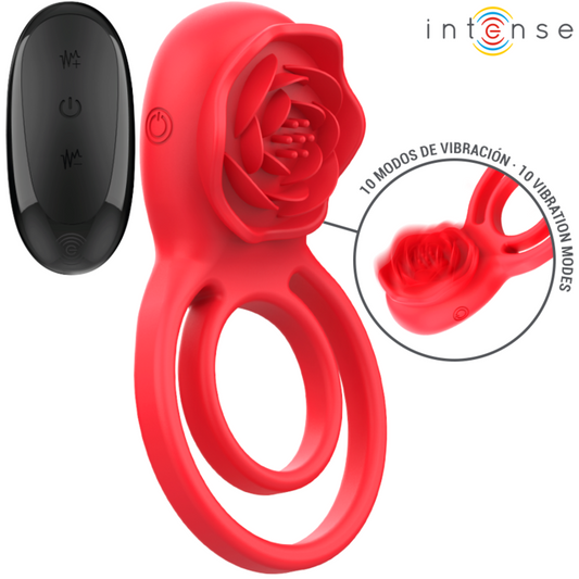 INTENSE - ESTIMULADOR GAIL ROSE 10 VIBRAÇÕES VERMELHO CONTROLE REMOTO - VIBRA24 SEXSHOP