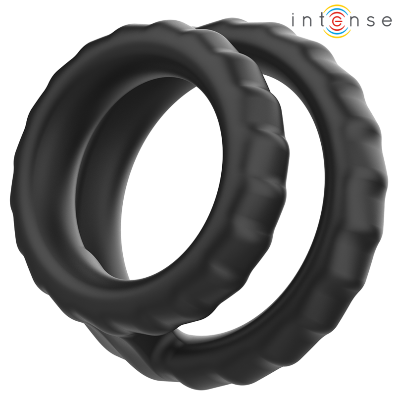 INTENSE - DEWEY ANEL DE PÊNIS DUPLO DE SILICONE PRETO MODELO 2 - VIBRA24 SEXSHOP