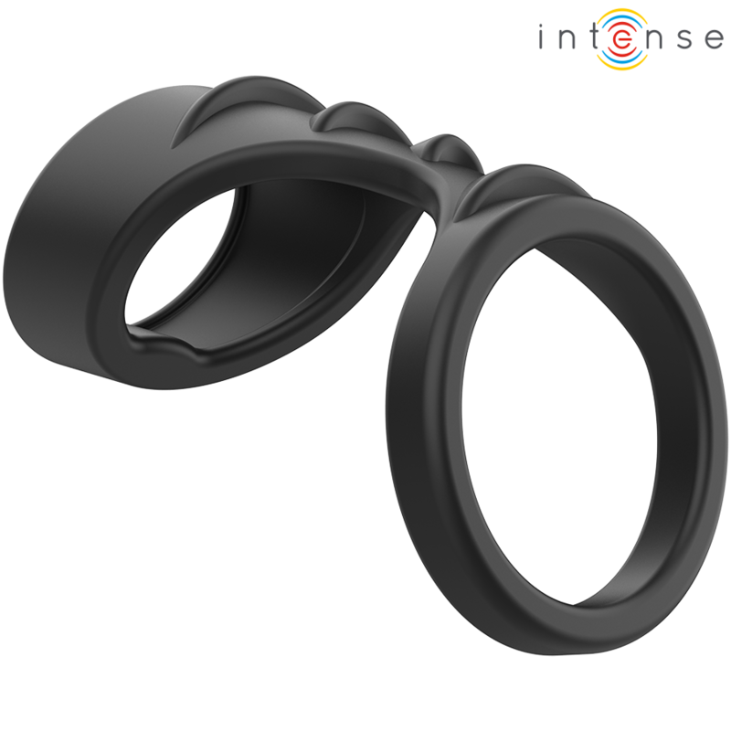 INTENSE - THEO ANEL DE SILICONE DUPLO PARA PÊNIS MODELO 3 PRETO - VIBRA24 SEXSHOP