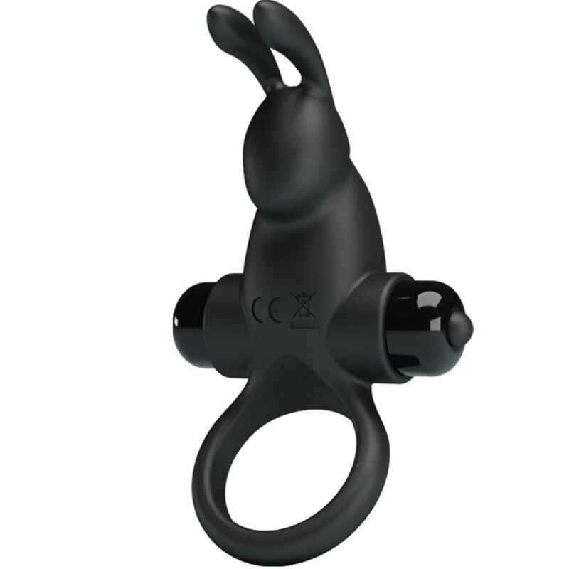 PRETTY LOVE - ANEL VIBRATÓRIO + ESTIMULADOR DE CLITÓRIS DE COELHO 10 VIBRAÇÕES PRETO - VIBRA24 SEXSHOP