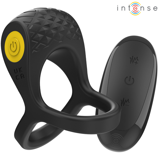 INTENSE - ALEX VIBRADOR ANEL DUPLO PENIS 10 VIBRAÇÕES PRETO - VIBRA24 SEXSHOP