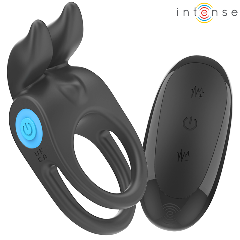 INTENSE - SAM VIBRADOR ANEL DUPLO PENIS 10 VIBRAÇÕES PRETO - VIBRA24 SEXSHOP