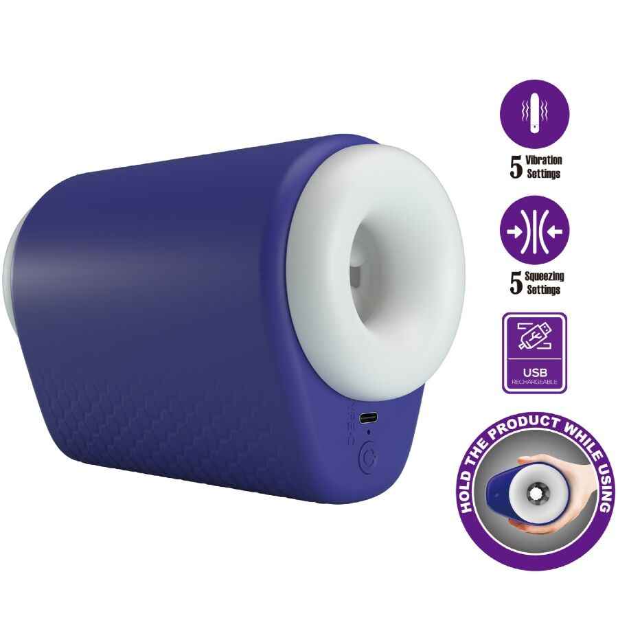 PRETTY LOVE - DJ LADY MASTURBADOR MASCULINO COM VIBRAÇÃO 5 AJUSTES ROXO - VIBRA24 SEXSHOP