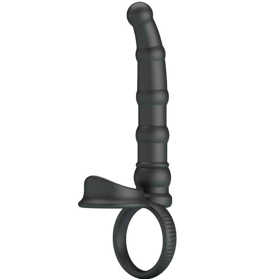 PRETTY LOVE - ANEL VIBRATÓRIO PARA PÊNIS TATUM COM PLUG 10 VIBRAÇÕES PRETO - VIBRA24 SEXSHOP