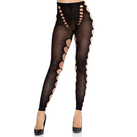 LEG AVENUE - MEIAS OPACAS SEM COSTURA COM RECORTE NOS PÉS PRETAS