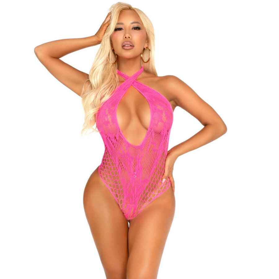 LEG AVENUE - BODY ROSA RENDA GOLA CRUZADA TAMANHO ÚNICO