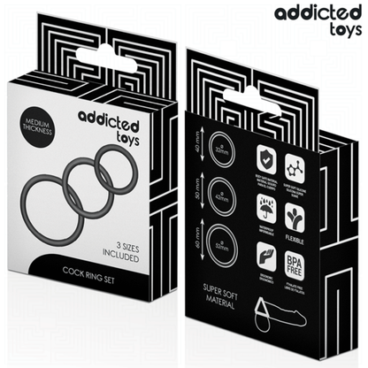ANEL DE SILICONE PARA ADULTOS - ADDICTED TOYS CONJUNTO DE ANÉIS DE SILICONE MODELO 2 - VIBRA24 SEXSHOP