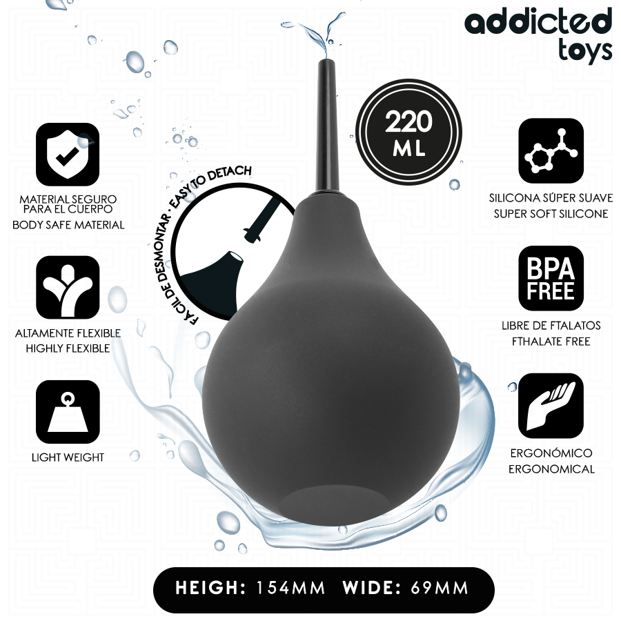 ADDICTED TOYS - LIMPADOR ANAL DE VIAGEM TAMANHO L 220 ML - VIBRA24 SEXSHOP