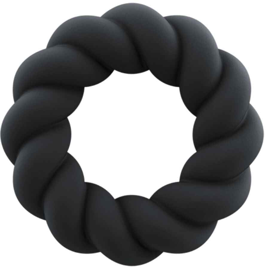 ROCKS-OFF - ANEL MASTURBADOR DE SILICONE PRETO TWIST - VIBRA24 SEXSHOP