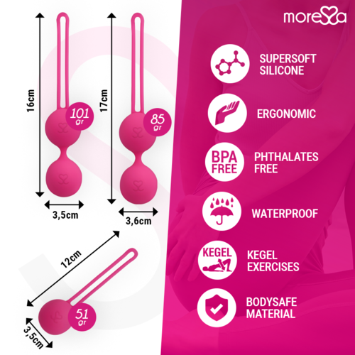 Conjunto Silicone Premium Rosa - Bolas Chinesas de Silicone Premium Rosa - MoreSSA Osian (Osian One - 51 g | Osian Two - 101 g | Osian Three - 85 g)