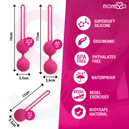 Conjunto Silicone Premium Rosa - Bolas Chinesas de Silicone Premium Rosa - MoreSSA Osian (Osian One - 51 g | Osian Two - 101 g | Osian Three - 85 g)
