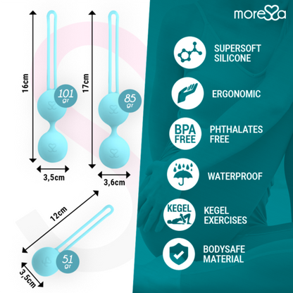 MORESSA - Conjunto Bolas Chinesas Silicone Turquesa Premium Osian