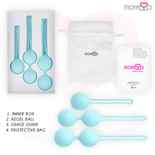 MORESSA - Conjunto Bolas Chinesas Silicone Turquesa Premium Osian