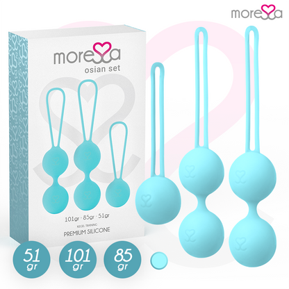 MORESSA - CONJUNTO OSIAN SILICONE PREMIUM TURQUESA - VIBRA24 SEXSHOP