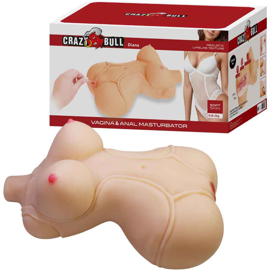 CRAZY BULL - DIANA TRONCO FEMININO REALISTA VAGINA E ANAL 5 KG - VIBRA24 SEXSHOP
