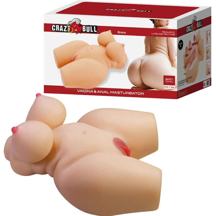 CRAZY BULL - GRACE TRONCO FEMININO REALISTA VAGINA E ANAL 7,5 KG - VIBRA24 SEXSHOP