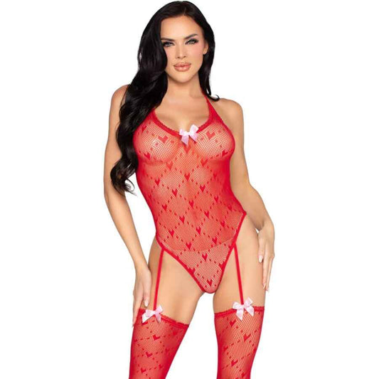 LEG AVENUE - 89360 BODY ABERTO NAS COSTAS COM LIGA VERMELHO - TAMANHO ÚNICO