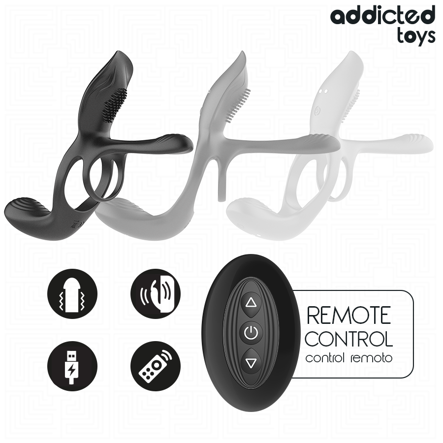 Addicted Toys – Anel Peniano Duplo com Estimulador Clitórico: 3 Motores e 10 Modos para Prazer Compartilhado