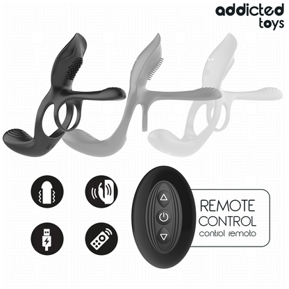 Addicted Toys – Anel Peniano Duplo com Estimulador Clitórico: 3 Motores e 10 Modos para Prazer Compartilhado