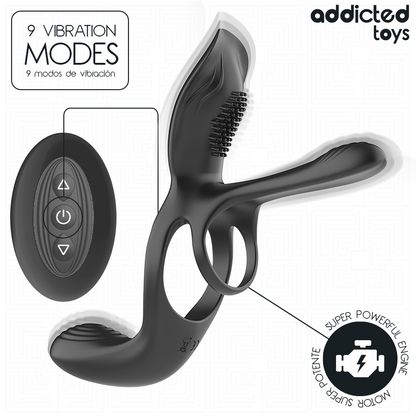 Addicted Toys – Anel Peniano Duplo com Estimulador Clitórico: 3 Motores e 10 Modos para Prazer Compartilhado
