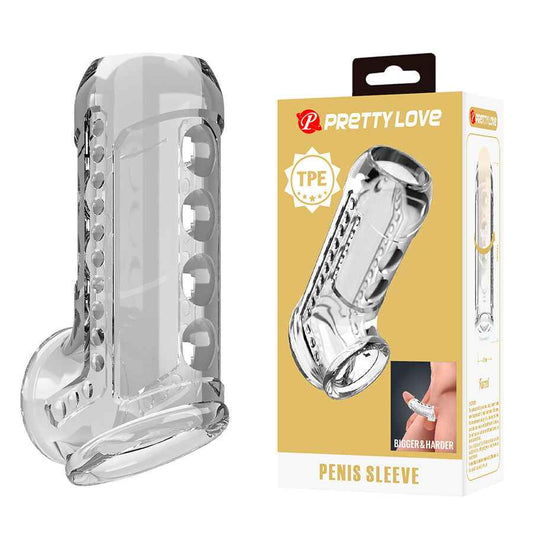 PRETTY LOVE - CAPA PENIANA TRANSPARENTE TEXTURIZADA - VIBRA24 SEXSHOP
