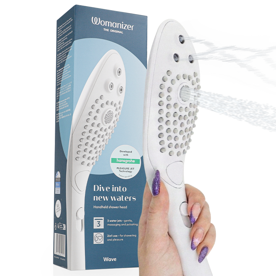 WOMANIZER - CHUVEIRO ESTIMULANTE CLITORIAL WAVE BRANCO - VIBRA24 SEXSHOP