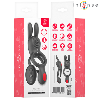Intense – Quinn: Anel Vibratório Duplo com Orelhas de Coelho, 9 Funções e Controle Remoto - VIBRA24 SEXSHOP