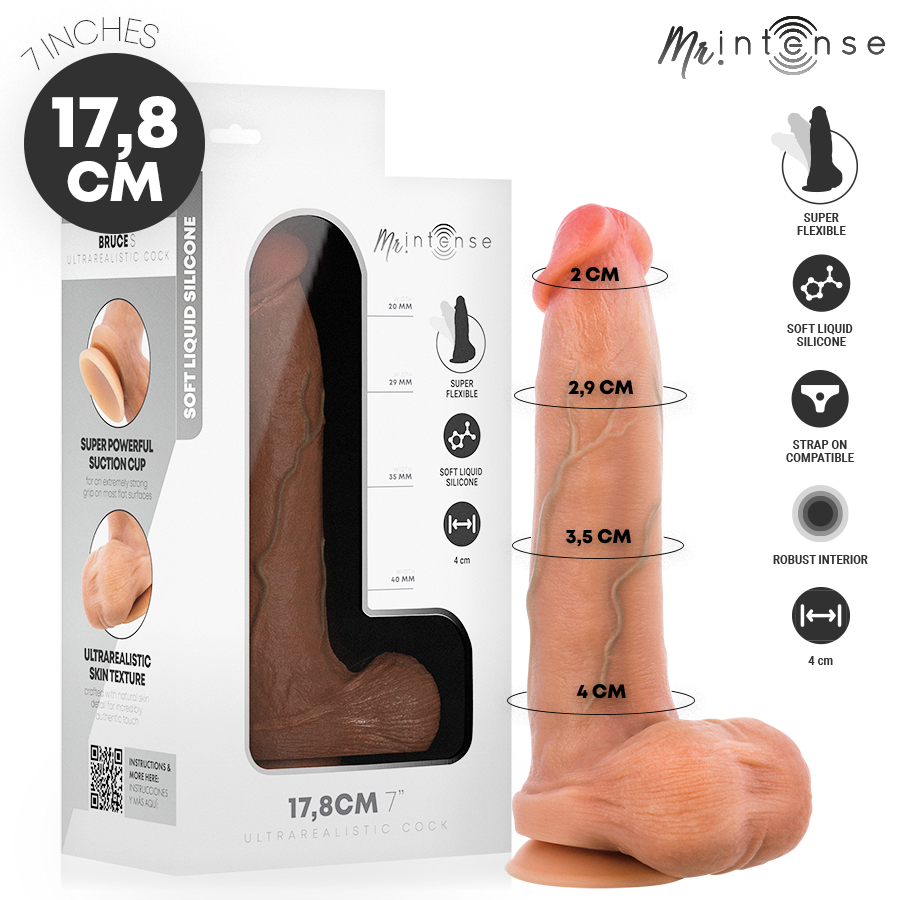 Mr Intense – Bruce S: Dildo Realista com Testículos, Textura Ultrarrealista e Ventosa