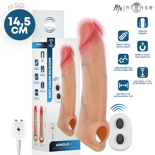 Capa peniana vibratória realista MR INTENSE Arnold M (14,5 cm x 4 cm) — silicone líquido e motor silencioso
