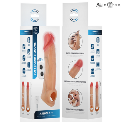 MR INTENSE - ARNOLD CAPA VIBRATÓRIA ULTRA-REALISTA PARA PÊNIS M 14,5 CM -Ø- 4 CM