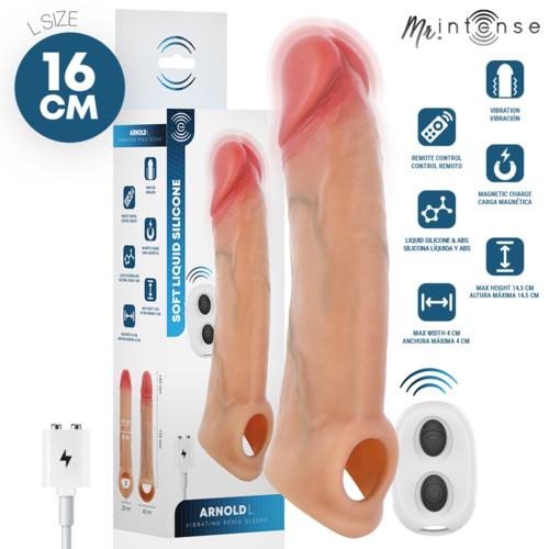MR Intense Arnold L – Capa Peniana Vibratória com Controle Remoto, Ultra‑Realista, 16 cm x 4,5 cm