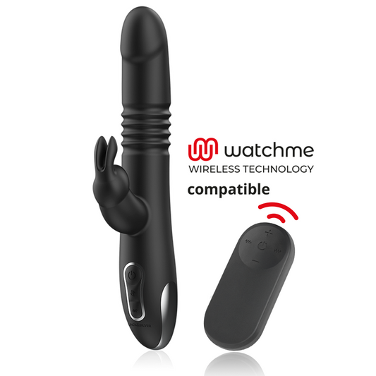 BLACK&SILVER - KENJI VIBRADOR RABBIT UP & DOWN + CONTROLO REMOTO WATCHME - VIBRA24 SEXSHOP