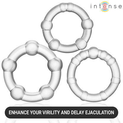 Intense – Bourne: Conjunto de 3 Anéis Penianos em Silicone Médico com Design Ergonômico e Acabamento Premium