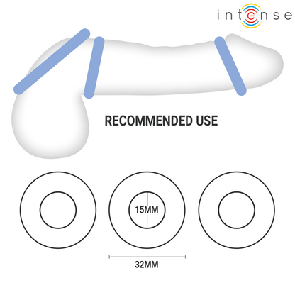 Intense – Conjunto de 3 Anéis Penianos: Versatilidade em Silicone Médico com Design Ergonômico e Cores Variadas