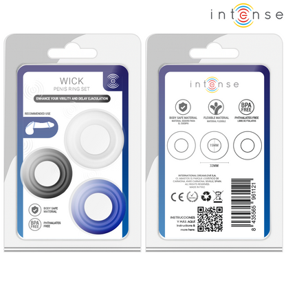 Intense – Conjunto de 3 Anéis Penianos: Versatilidade em Silicone Médico com Design Ergonômico e Cores Variadas