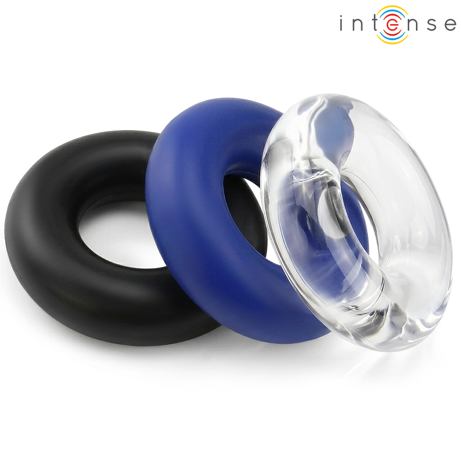 Intense – Conjunto de 3 Anéis Penianos: Versatilidade em Silicone Médico com Design Ergonômico e Cores Variadas