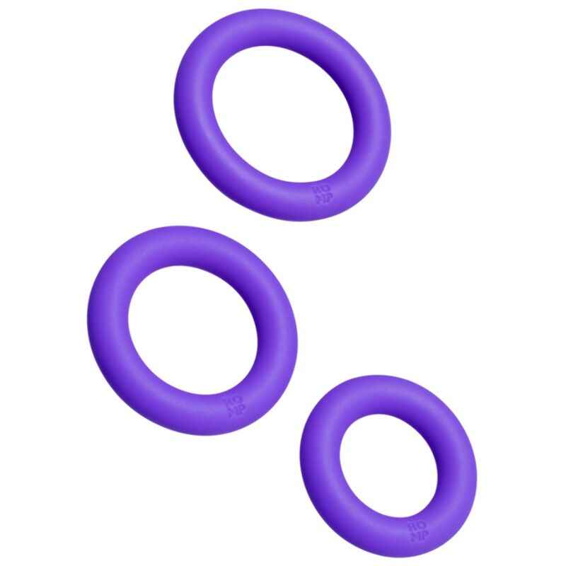 ROMP - REMIX TRIO CONJUNTO DE 3 ANÉIS PENIANOS DE SILICONE ROXOS - VIBRA24 SEXSHOP