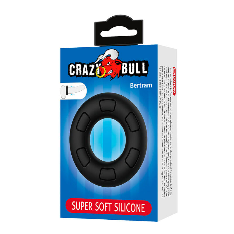 Crazy Bull – Bertram: Anel Peniano em Silicone Super Macio com Detalhes em Relevo para Ereções Mais Firmes e Duradouras