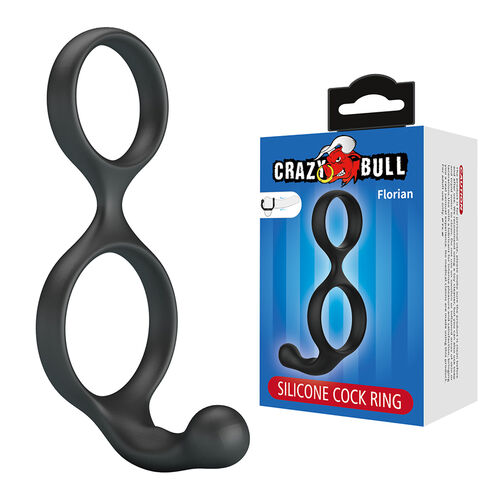 Crazy Bull – Florian: Anel Duplo Ergonômico para Pênis e Testículos com Estimulação Curva e Firmeza Duradoura