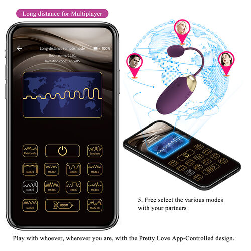 PRETTY LOVE - VIBRADOR DE OVO COM ACIONAMENTO POR APLICATIVO KLAY ROXO