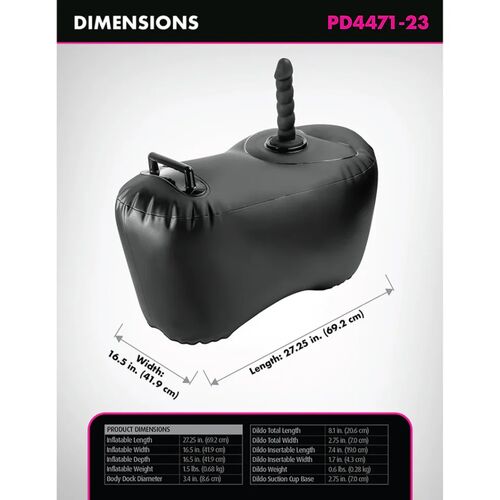 FETISH FANTASY SERIES - SOFÁ INSUFLÁVEL BODY DOCK COM DILDO 69,2 CM PRETO
