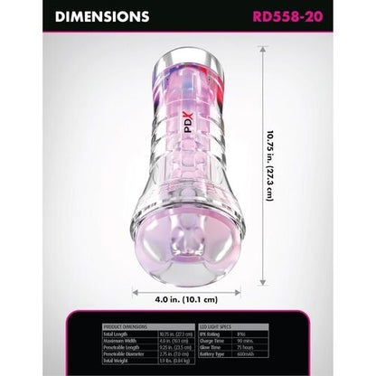 PDX ELITE - VIEWTUBE XXL LED TRANSPARENT STROKER 27,3 CM