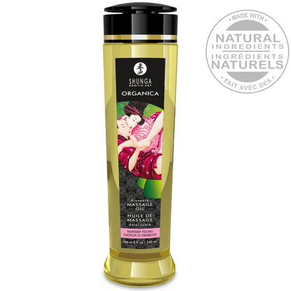 Shunga – Óleo de Massagem Orgânico Framboesa: Toque Natural, Aroma Delicioso e Pele Sedosa