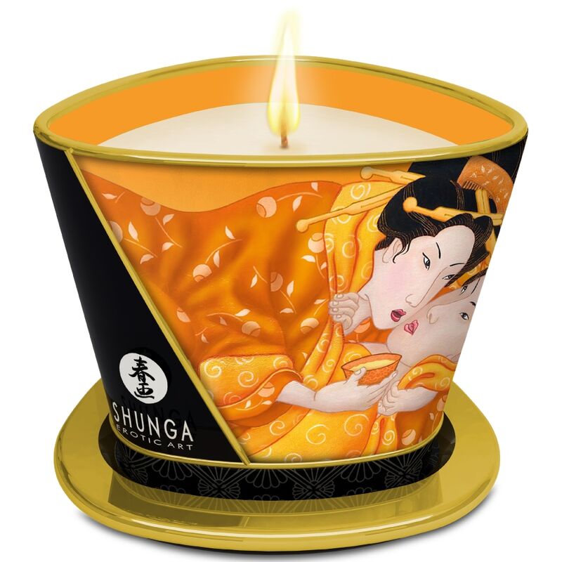 Shunga – Vela de Massagem Manga: Aroma Frutado e Óleo Quente para uma Experiência Sensorial Exótica
