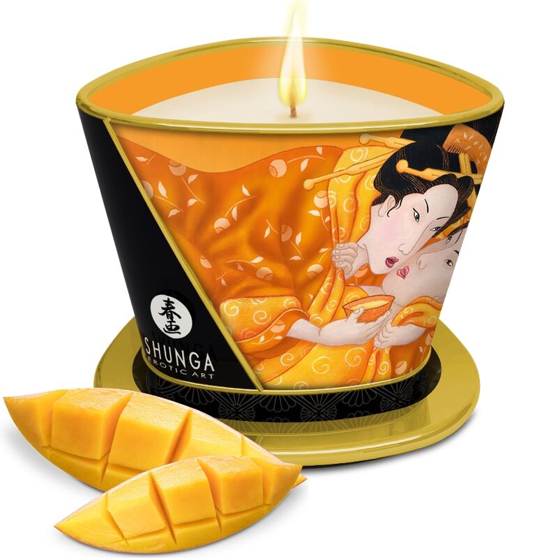 Shunga – Vela de Massagem Manga: Aroma Frutado e Óleo Quente para uma Experiência Sensorial Exótica